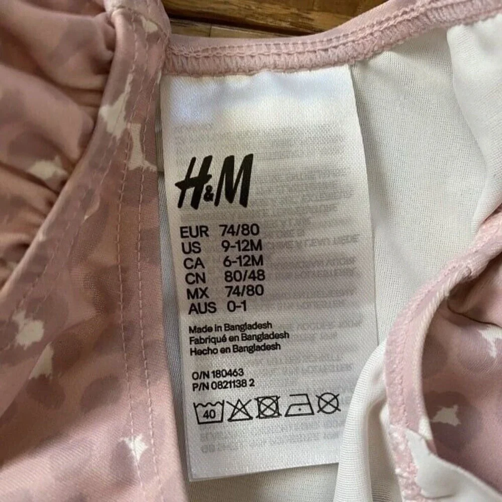 H&M Pink Cheetah One Piece Swimsuit Size 9-12 Months‎